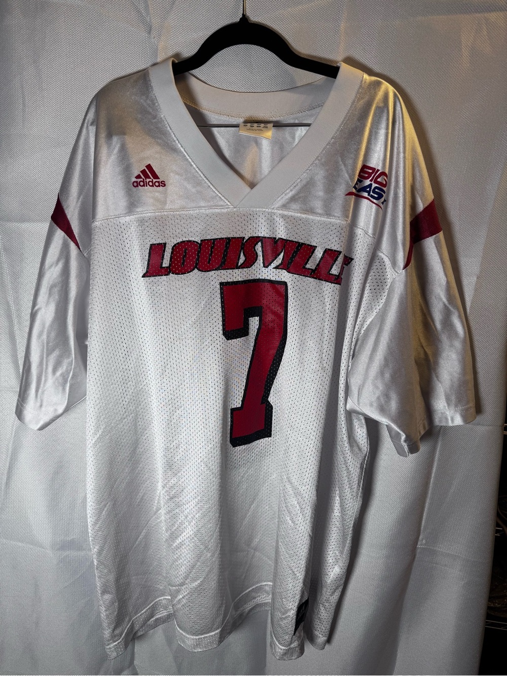 adidas White and Red Louisville #7 Football Jersey